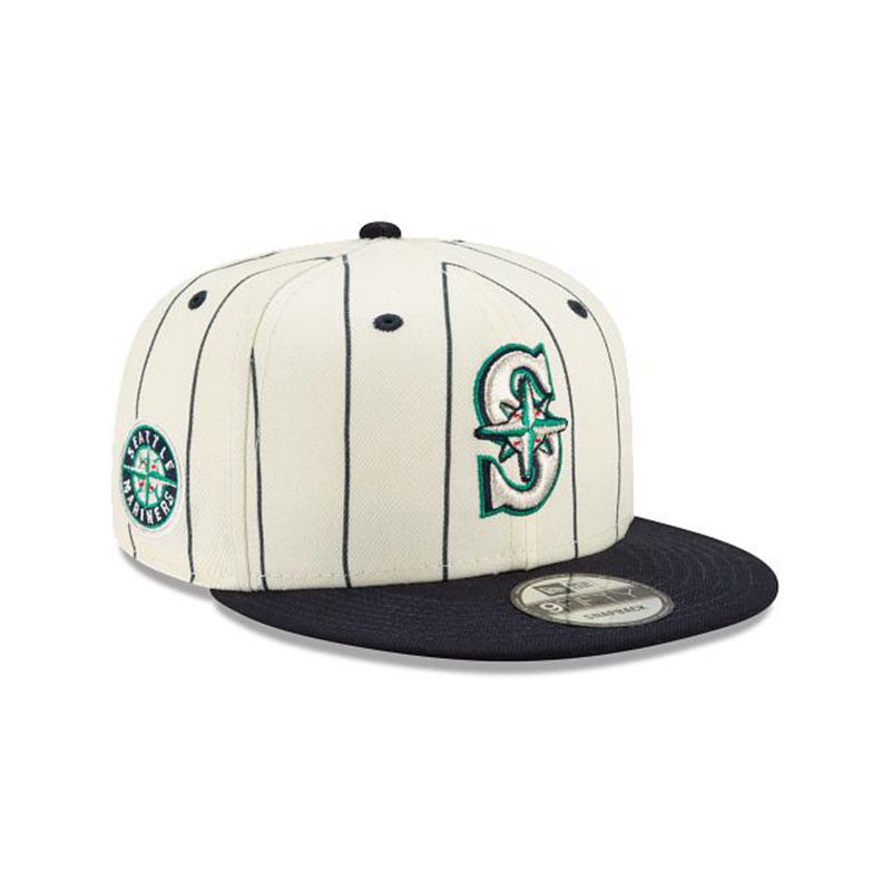 MLB Seattle Mariners Pinstripe 9Fifty Snapback (XPC7582) - White New Era Caps